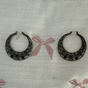 Elegant Silver and purple Hoop Earrings